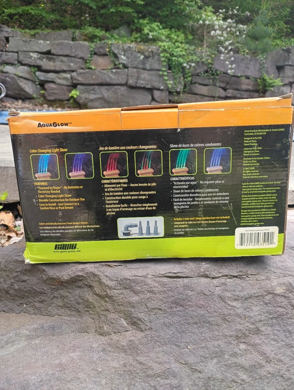 #6012 AquaGlow Rainbow Fountain Water-Powered Color Changing Pool Fountain Light